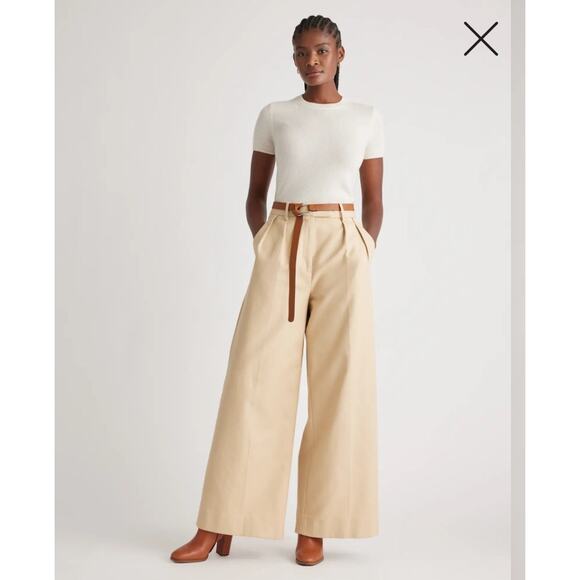 Quince Sweater Mongolian Cashmere Tee Shirt Short Sleeve Crew Neck Cream Size Sm - Picture 2 of 12